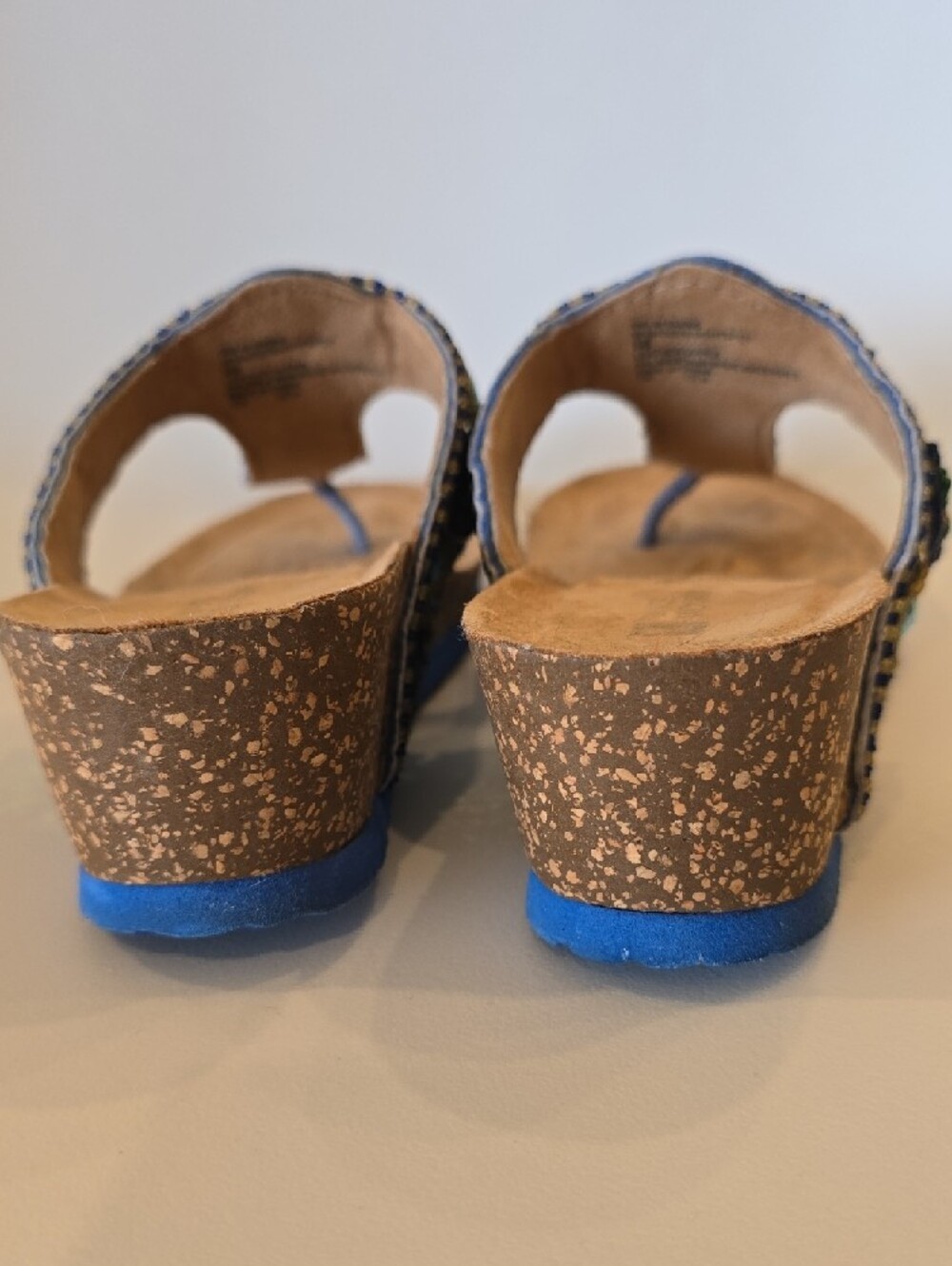 White Mountain " Bluejay" Beaded Wedge Thong Boho Design Women's Sandals - Picture 5 of 10